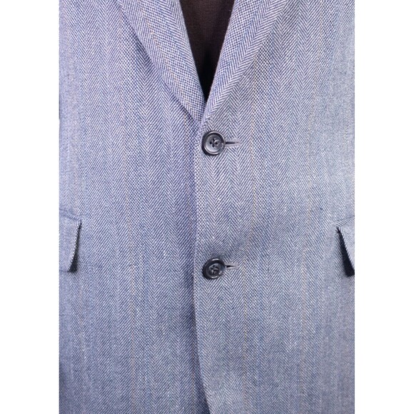 Evan Picone Blue Herringbone Wool Blend Two Button Two Piece Suit Size: 42R - Picture 3 of 14